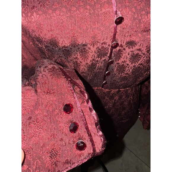 Vintage 80s Umi Collections By Anne Crimmins Silk Midi Dress In Ruby Red Size 4 - Picture 4 of 6